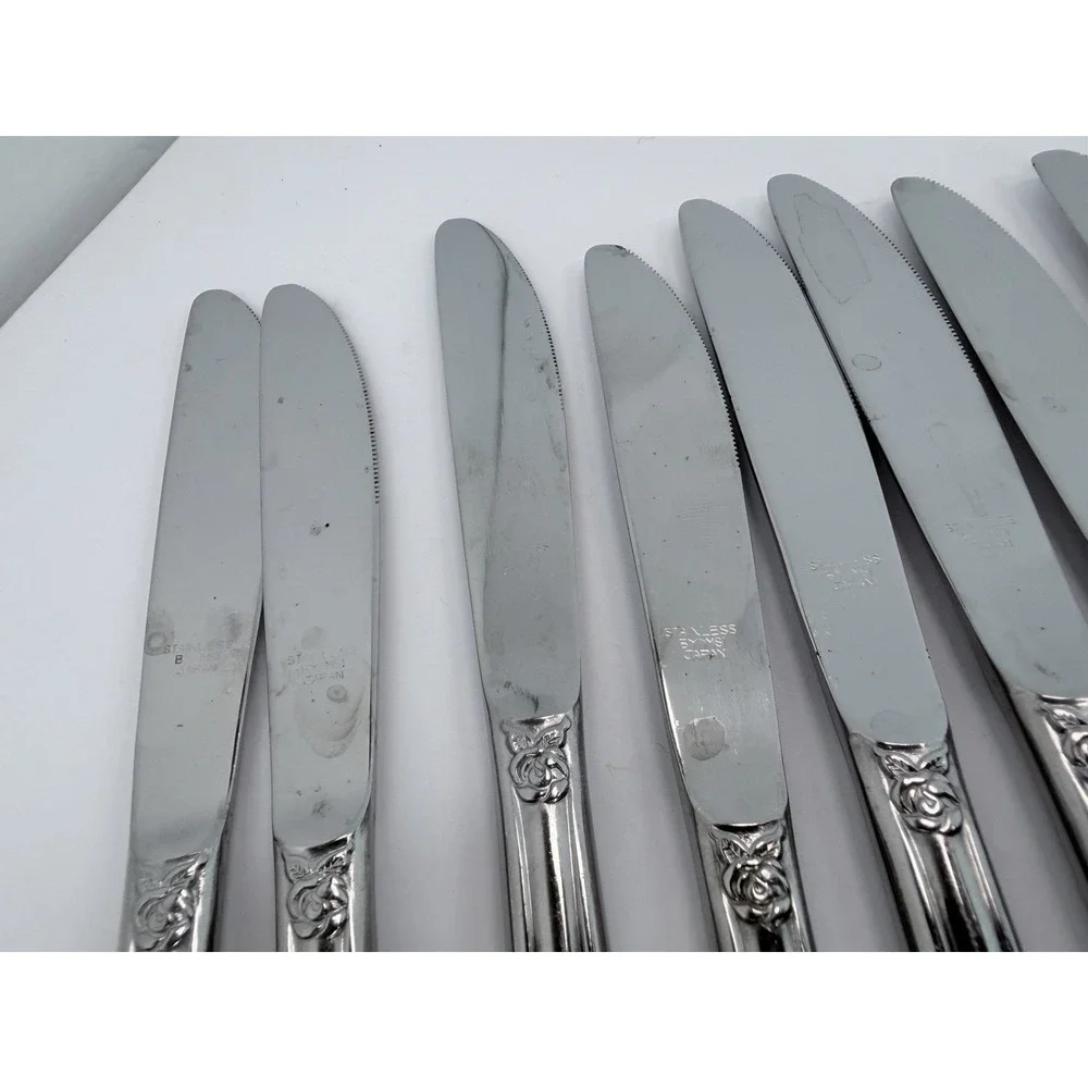 Versailles Dinner Knives Stainless by MSI Japan Set Of 13 Floral